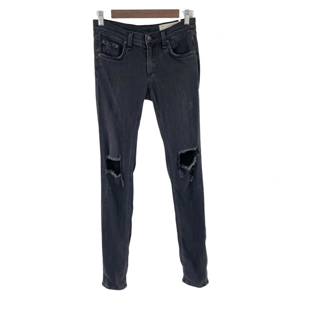Rag & Bone‎ Black Soft Rock Distressed Skinny Jeans Size 25